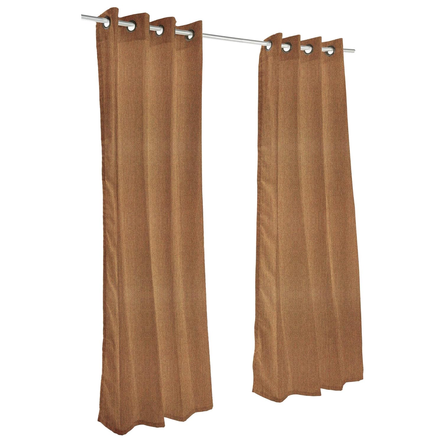 Sunbrella Canvas Brass Outdoor Curtain with Dark Gunmetal Grommets 50 in. Wide x 84 in. Long