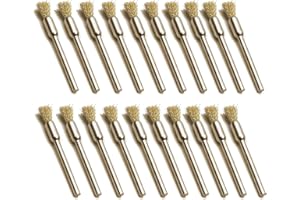 TIPLUSTA 20PCS Brass Wire Brushes,Small Cleaning End Brushes Pen 1/8″ x 1/5″(3X5mm) Removes Burrs, Dust, and Oxide Layer, Metal Rust Removal, Cleaning, and Polishing Rotary Tools