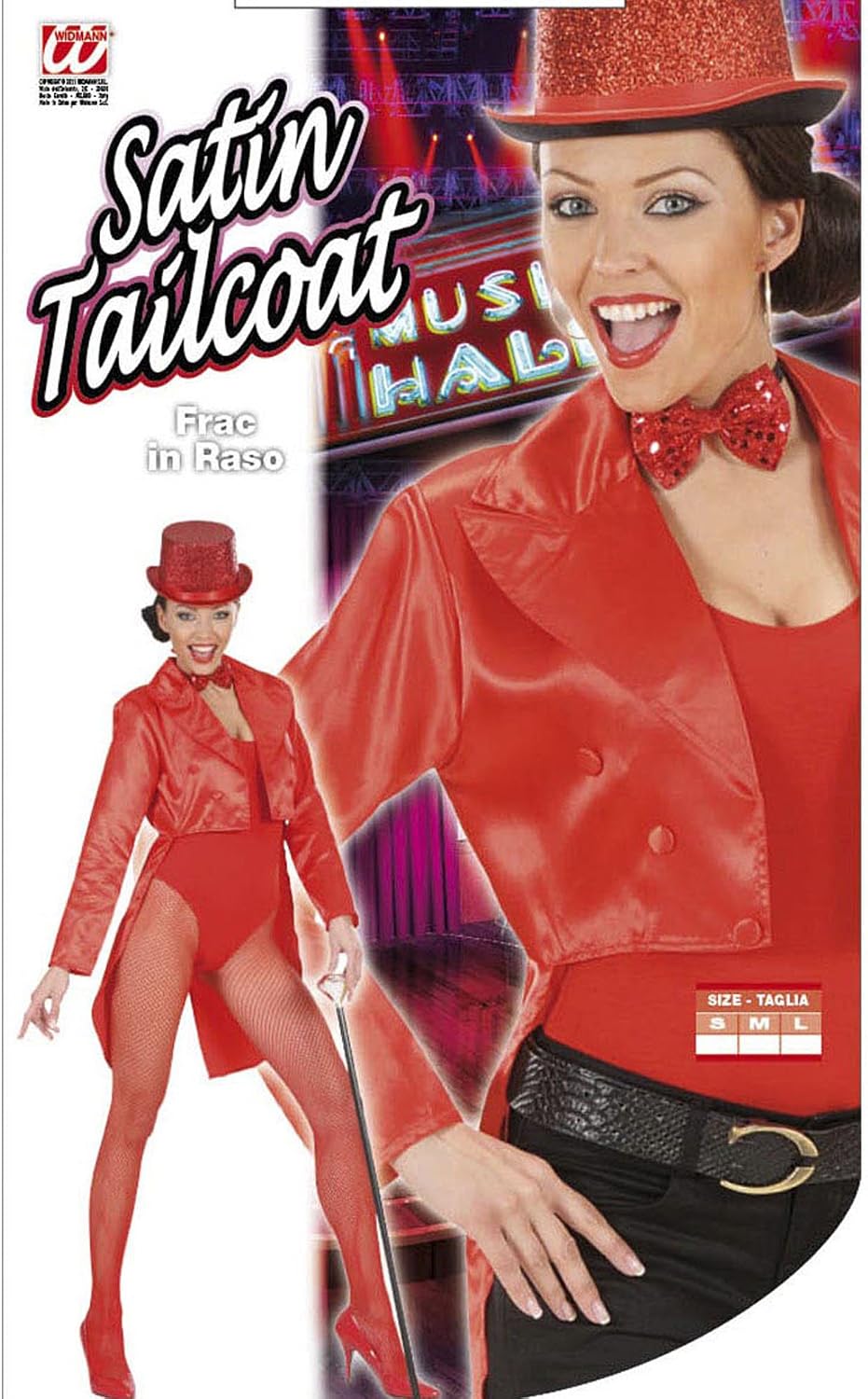 Tailcoat Red Satin Womens Costume Medium for Hardy Hollywood Film Fancy Dress - Image 4