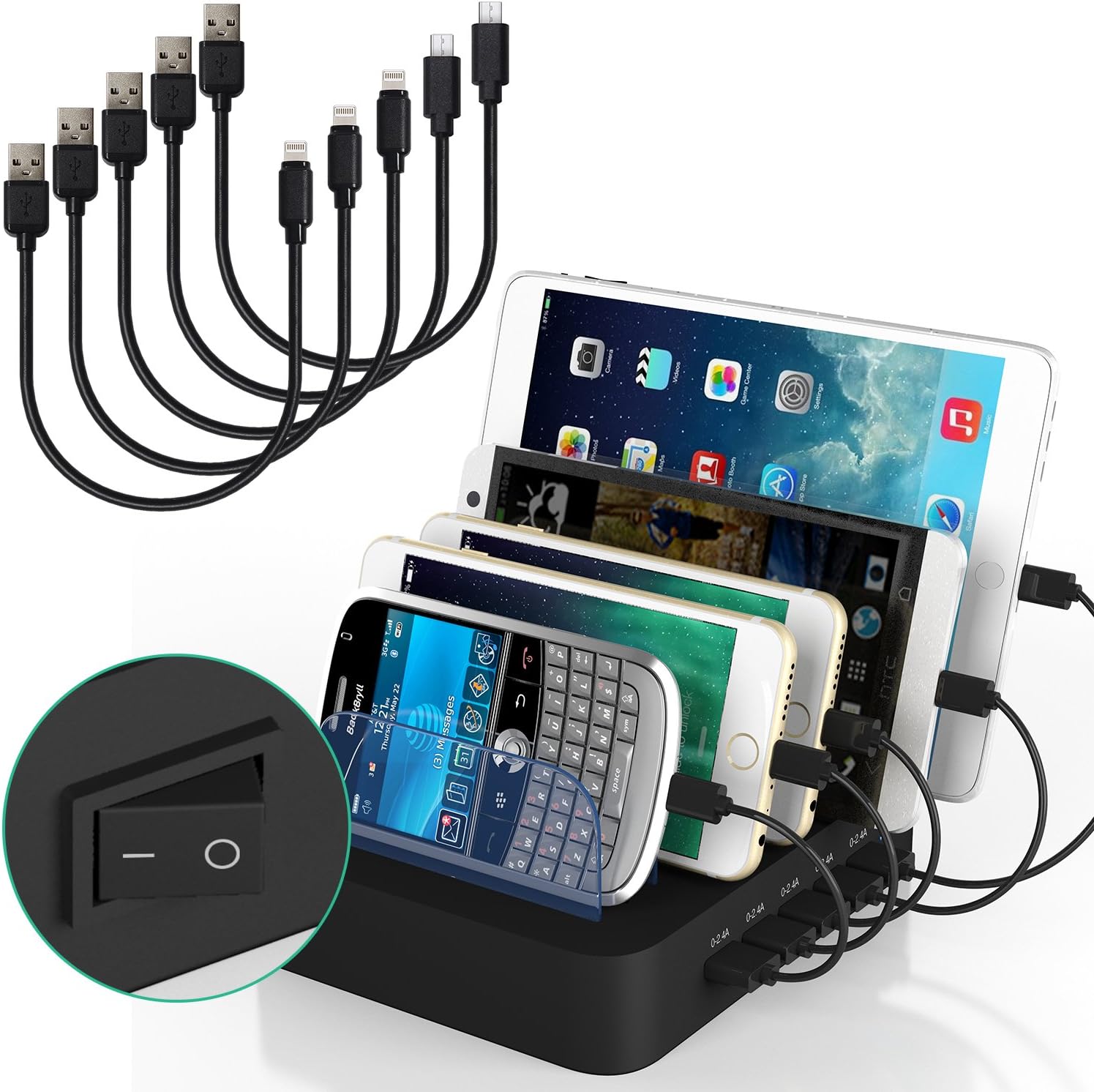 IMLEZON Multi Device Charging Station with 5 Short USB Amazon.co.uk