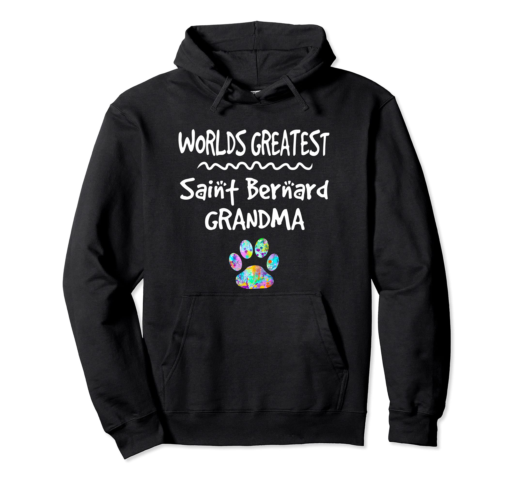 Worlds Greatest Saint Bernard Grandma Cute Dog Paw Print Pet Pullover Hoodie