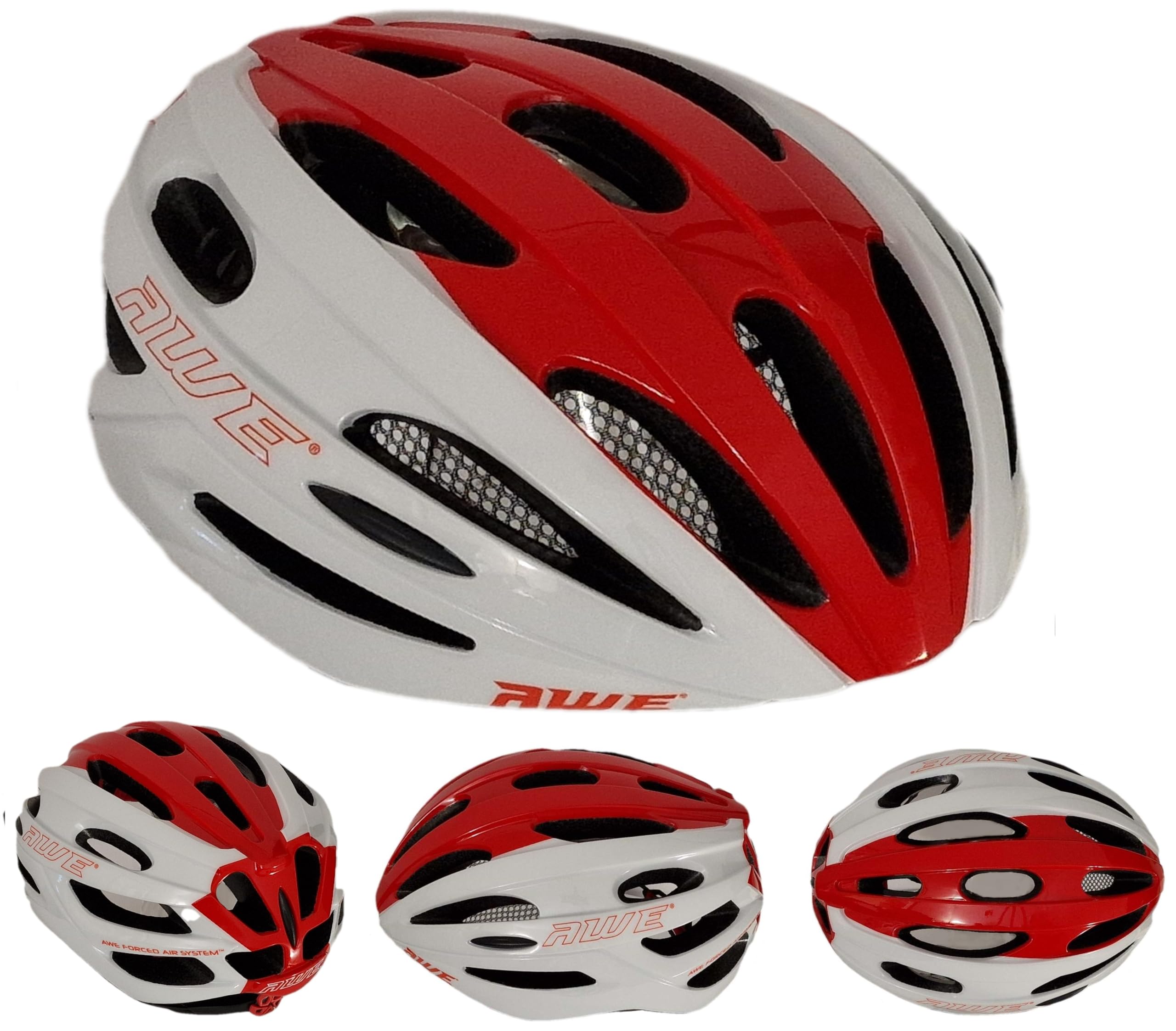 AWE® AWESprint™ Adult In Mould E-Bike/Bike Helmet White/Red 58-61cm *FREE 5 YEAR CRASH REPLACEMENT*