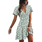 RUMIA Womens Casual Dresses Wrap V Neck Dress A-Line Ruffle Sleeve Summer Sundress Fashion 2026
