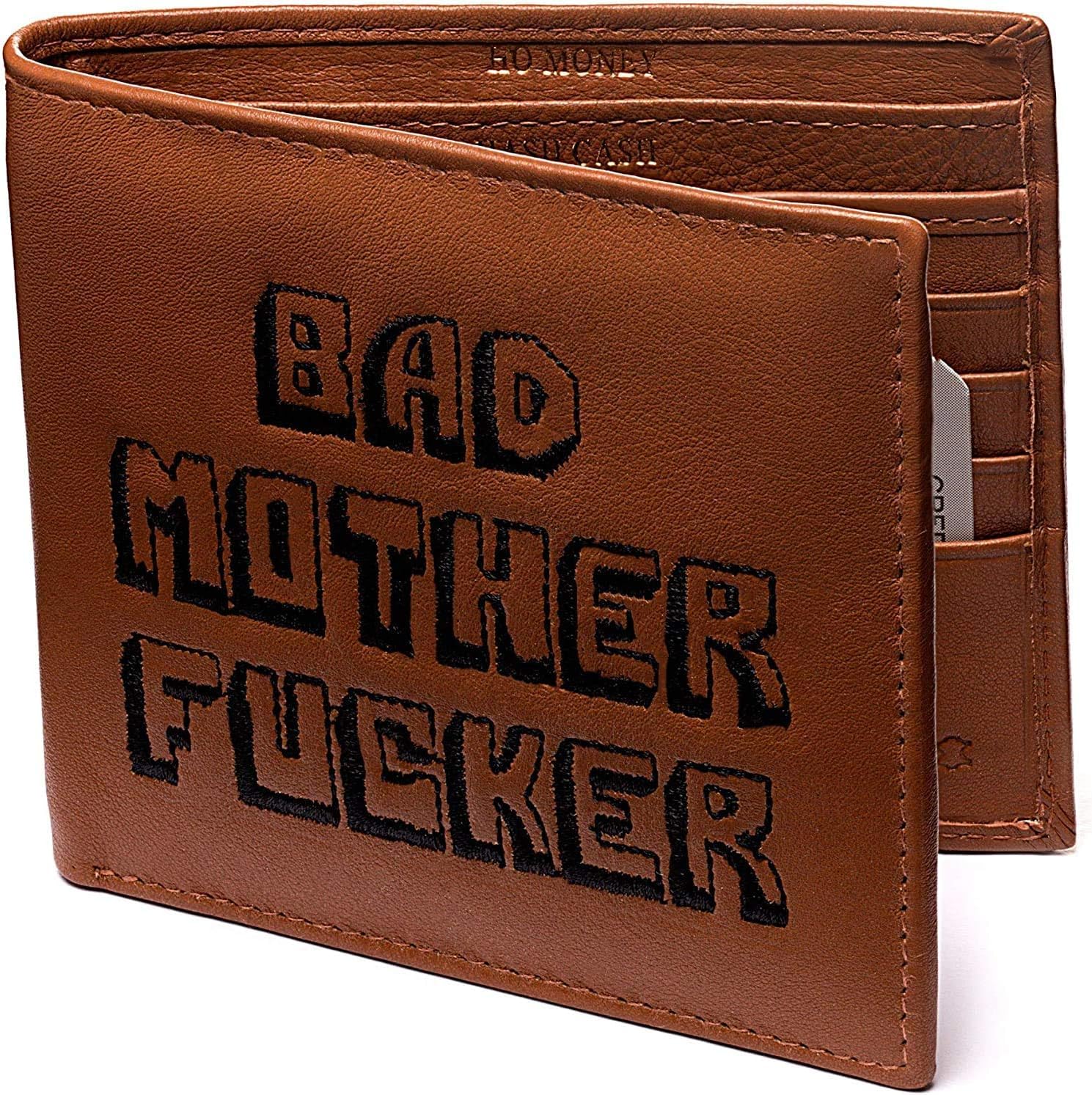Bad Mother Fu**er Mofo Wallet, Embroidered Lettering, Real Leather - Licensed