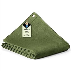 Premium Canvas Tarp 1 Pack, 6 x 8 ft, 14oz. Heavy