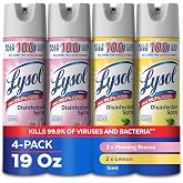 Lysol Disinfectant Spray, Sanitizer, Morning Breeze &amp; Lemon, 19 oz, 4 Pack | Multi-Surface Disinfecting &amp; Sanitizing Antibacterial Room Spray, Deodorizer Spray, Home &amp; Bathroom Cleaning Supplies