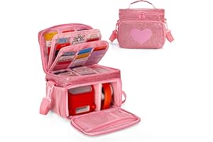 LoDrid Travel Carrying Case Compatible with YOTO Player (3rd Gen.), Audio Card Holder Holds up to 54 Cards with Shoulder Strap, Pink, Bag Only