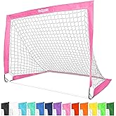 GoSports Portable Soccer Goals for Kids - 13 Color Options - Choose 4 x 3 ft or 6 x 4 ft - Team Tone Pop Up Nets for Backyard