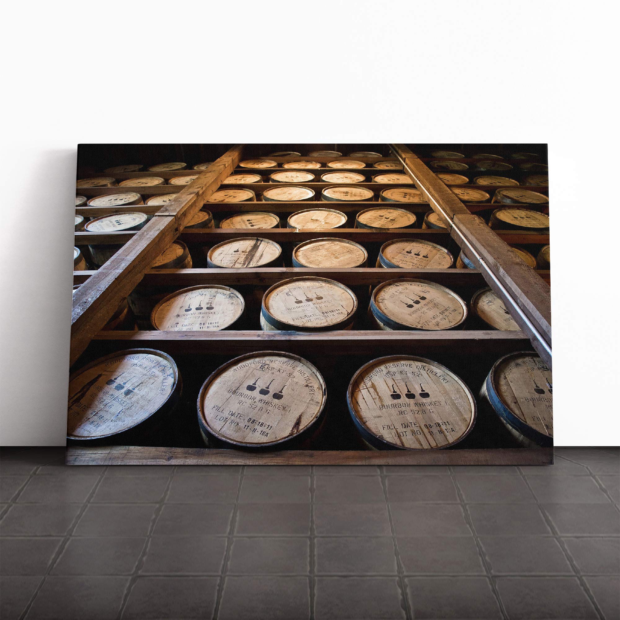 Distillery Barrel Beer Keg (4) Canvas Print | Gallery Wrapped 30mm Frame Wall Art | 20x14 inches | Ready to Hang | Modern Still Life Picture | Living Room Bedroom Lounge Office