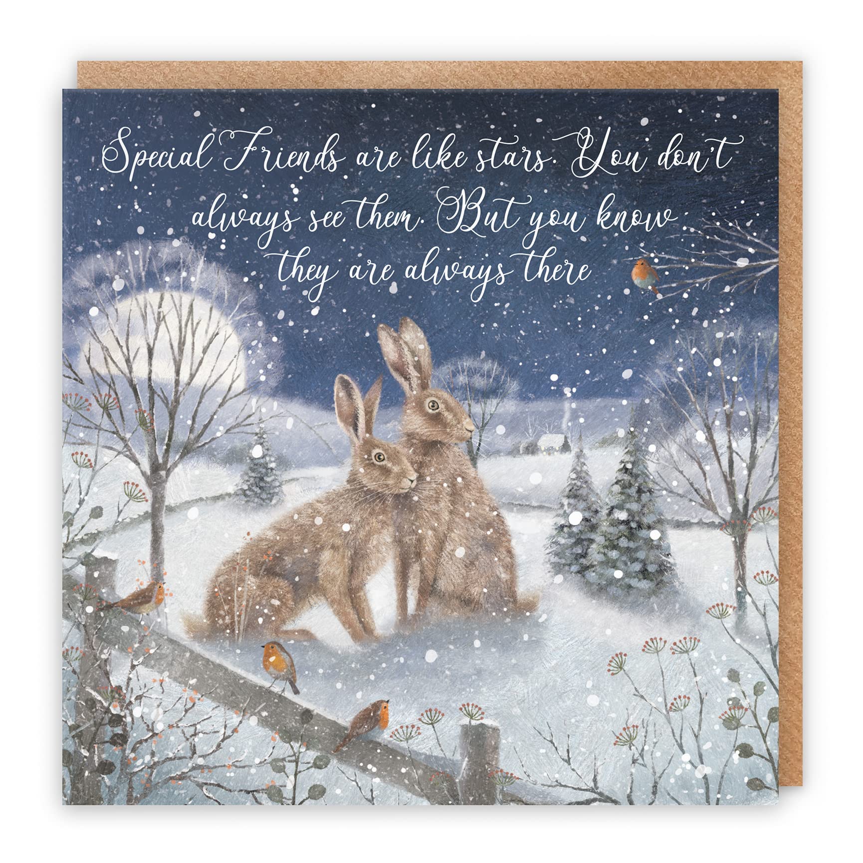 Hunts England - Special Friends Are Like Stars Christmas Card - 'Christmas Eve' - Milo's Gallery Collection - Beautiful Friendship Verse - For Him, Her, Men, Women, etc.