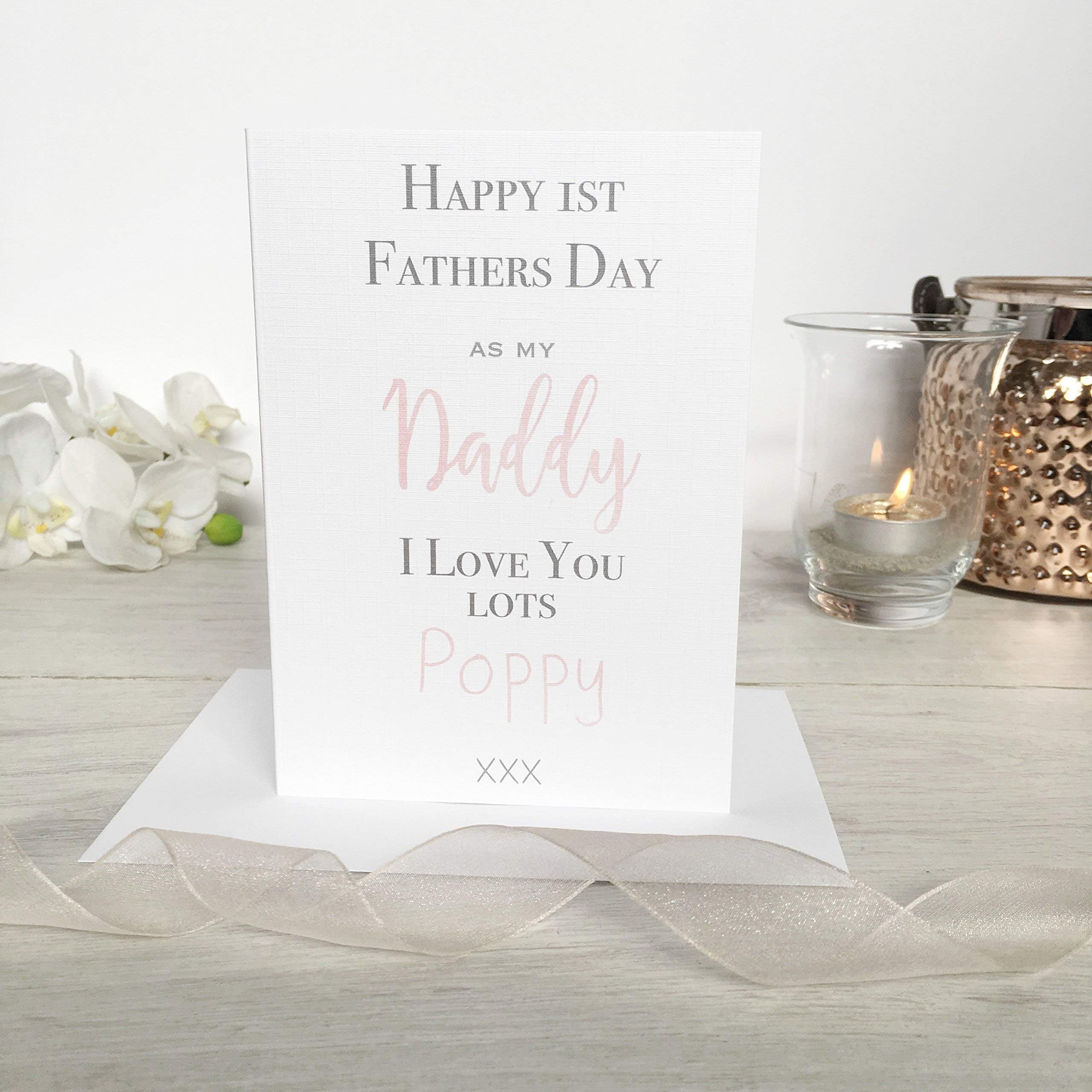 Personalised First Father's Day Card - From Daughter (pink)