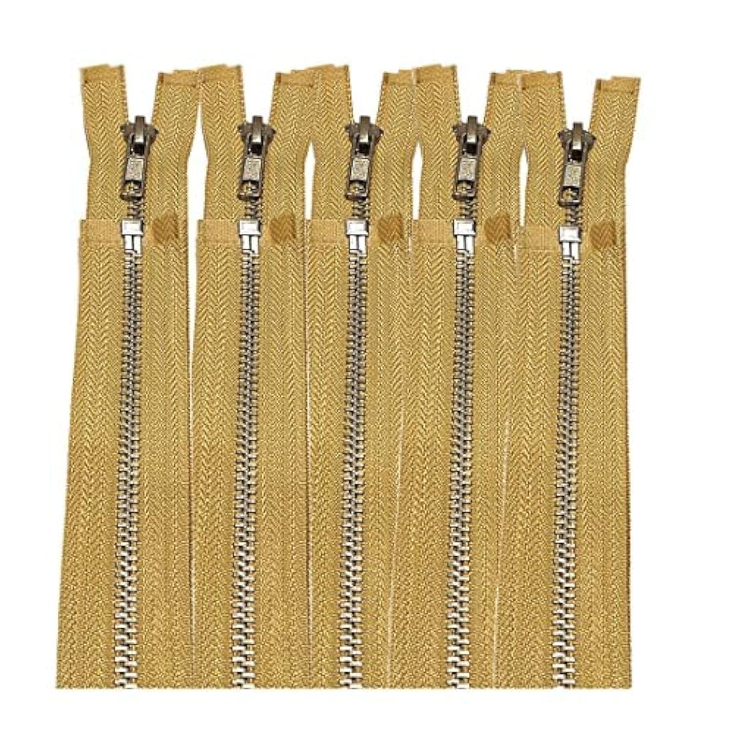 5 Pieces/Open Metal Zippers, Available in Maya 5#, Sewing Zipper, Black, Blue, Gold, Silver, Measurements, Zip for Sewing on Clothes, (80cm 5U, 3465)