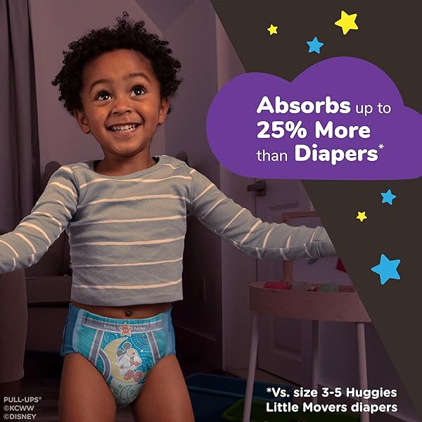 PULL-UPS BOYS’ NIGHT-TIME POTTY TRAINING PANTS, SIZE 3T-4T OVERNIGHT TRAINING UNDERWEAR (32-40 LBS), 60 CT