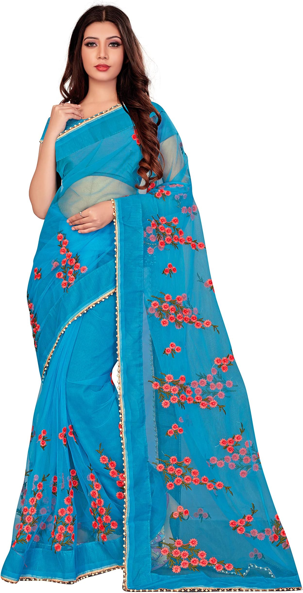 OrangeSell Women's net Saree