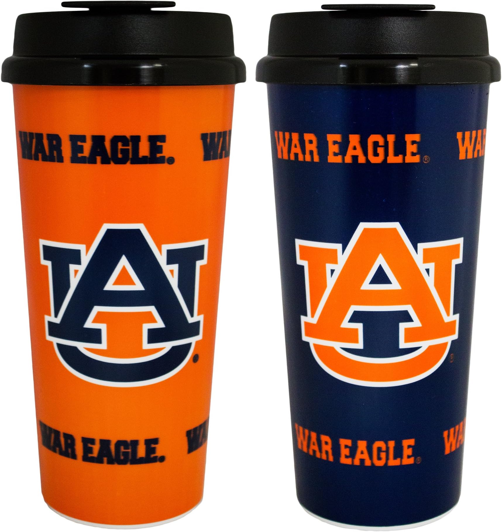 GameDay Novelty NCAA Auburn Tigers Insulated Travel Tumbler with No Spill Flip Lid, 16 oz, 2 Pack