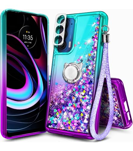 Vavies Funda Para Moto Edge 20 XT2143-1 Con Protector De Pantalla De Vidrio Templado, Cuerpo Completo, Transparente, Flexible, Con Protección De Diseño Floral, Fundas Para Motorola Moto Edge 20 5G