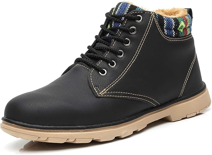 Amazon Com Tuoking Mens Winter Shoes Fur Lined Snow Ankle Boots