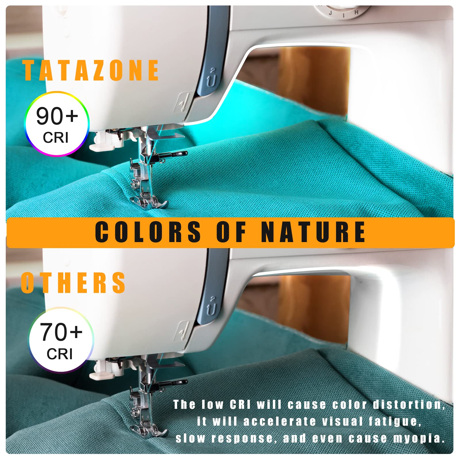 Bright COB Sewing Machine Light with Touch Dimmer, 6500K Dimmable Uniform Sewing Light Strip, 144 LEDs Cool White Sewing Light