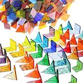 Lanyani Extra Large Size Transparent Textured Stained Glass Mosaic Tiles for DIY Craft, Colorful Bright Cathedral Glass Tile for Mosaic, 4-Shapes Mixed Mosaic Pieces Bulk Arts,1.3 Pound/200 Pieces