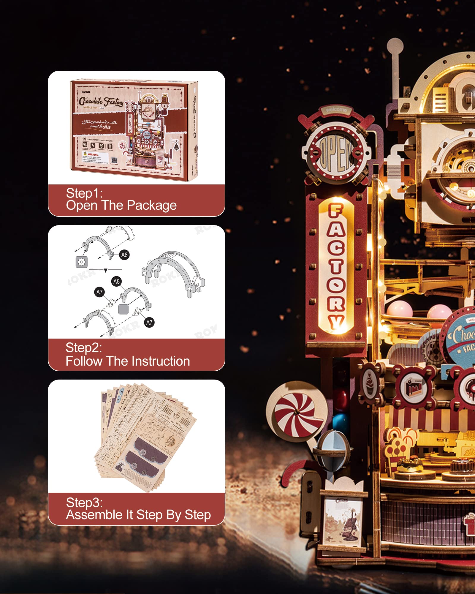 3D Wooden Puzzles for Adults-Wooden Marble Run-Wood Puzzles for Adults-Model Building Kits to Build for Adults-Hobbies for Women Men