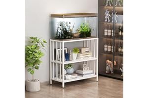 WOULHOMY Fish Tank Stand with Metal Shelves, 40 Gallon Aquarium Stand Heavy Duty Turtle Terrarium Tank Breeder Reptile Stand for Home Office, 36.6' x 18.5' x 29.5' (White)