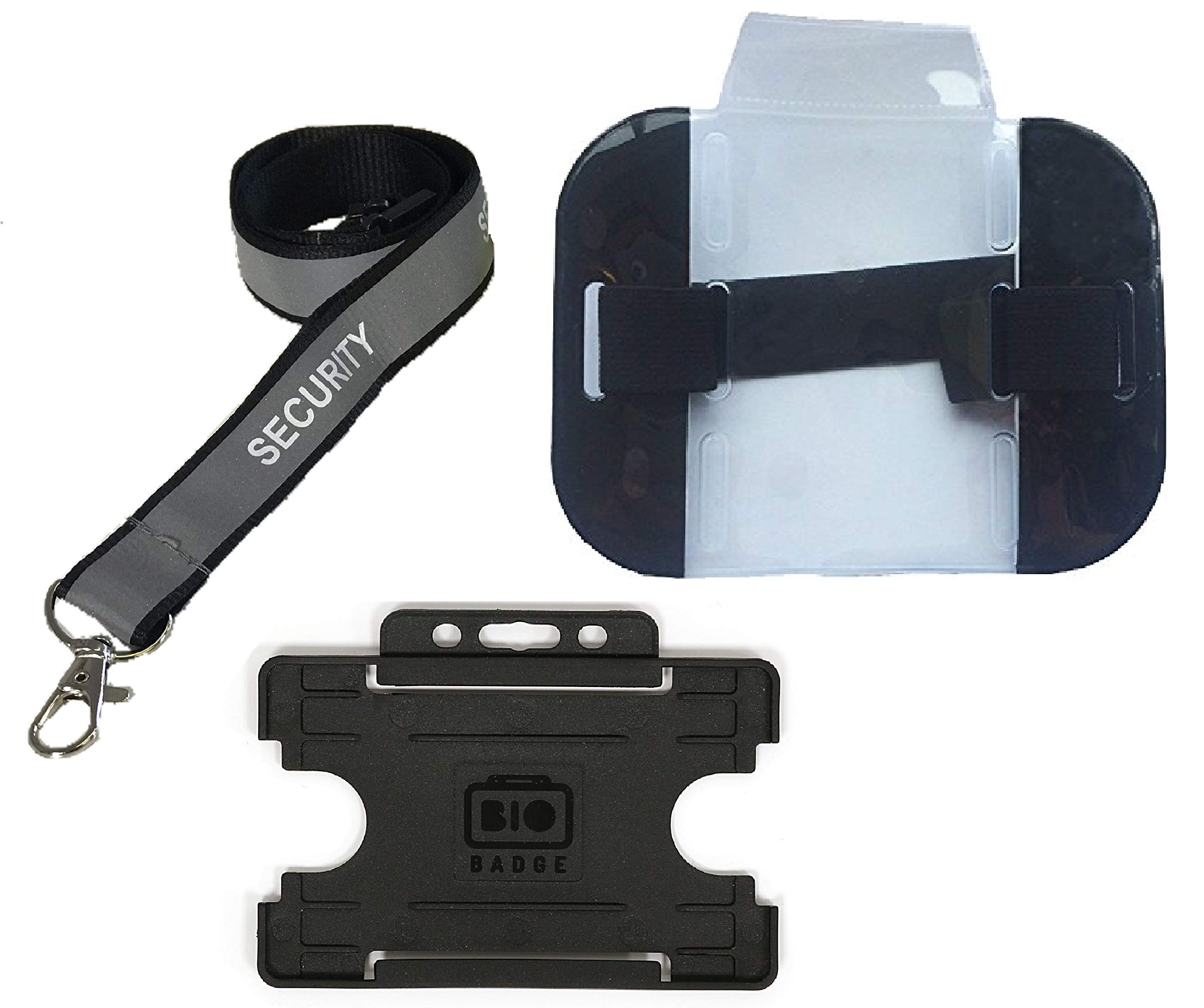 SIA Security Kit - Includes Reflective Security Lanyard - Reflective Armband & Double SIA Badge Holder (Black Armband)