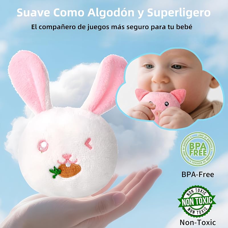 Juguete Montessori para Bebés 6-12 Meses, Set de Granja Blanda con 6 Animales - Juguete Sensorial con Granero,Sonajas, Arrugas, Espejo, Juegos Educativos y de Motricidad Niños — foto 7 de 8