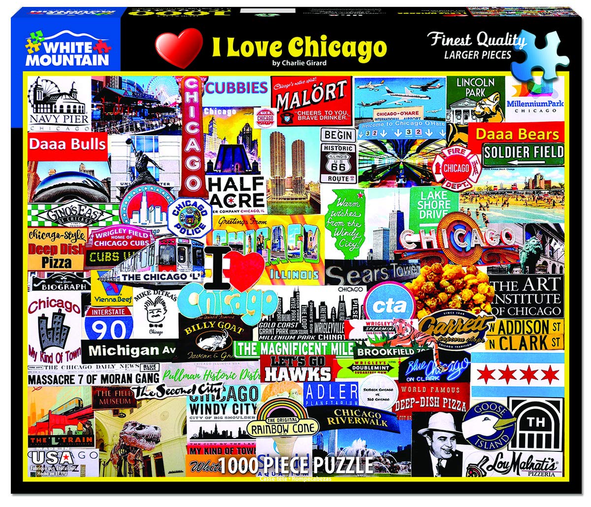 White Mountain Puzzle I Love Chicago 1000 Piece Jigsaw Puzzle 610 x 760mm