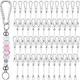 50 Pcs Beadable Keychain Bars Bulk DIY Blank Beadable Keychains Creative Customized Keychains Bar Keychain Making Kit for Women Man Jewelry Making Gift