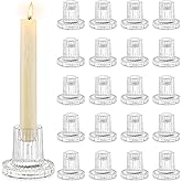 Romadedi Glass Taper Candle Holders - 20 Pcs Clear Small Candlestick Holder Bulk for Wedding Table Centerpiece, Short Candles Sticks Holder for Party Christmas Dinner Decorations