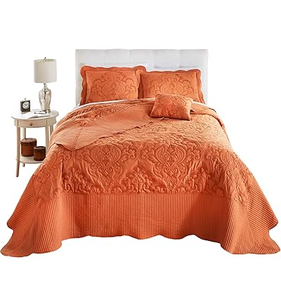 BrylaneHome Amelia Bedspread - Twin, Deep Amber