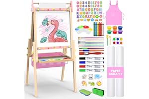 Joyooss Art Easel for Kids Easel for Toddlers,Adjustable Standing Wooden Easels Kids Whiteboard & Chalk Board Kids Dry Erase Board,Art Easel for Kids Easel for Toddlers 2-4 Years
