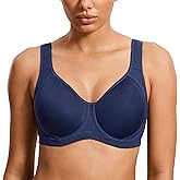 SYROKAN High Impact Sports Bras for Women Support Underwire Cross Back Large Bust Cool Comfort Molded Cup