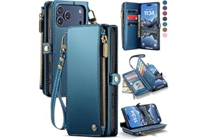 Defencase for iPhone 17 Pro Max Case Wallet with RFID Blocking Card Holder for Women and Men, Fashion PU Leather Magnetic Snap Flip Zipper Strap Wallet Phone Case for iPhone 17 Pro Max 6.9", Dark Blue