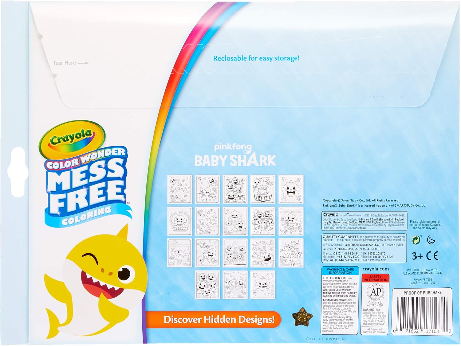 Crayola Baby Shark Wonder Pages,​ Mess Free Coloring Gift, Stocking Stuffers for Toddlers: Toys & Games