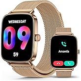 SOUYIE Smart Watch for Women Men, 1.85" AI Voice Smartwatch, 24/7 Heart Rate Monitor, Stress/SpO2/Sleep Tracker, IP68 Waterproof, Weather, 100+ Sports Fitness Tracker for Android iOS Glod Metal