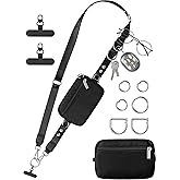 Snuvid Upgrade RFID Shielding Phone Lanyard with Wallet, Anti-theft Privacy Protection, Clip and Go Design for Phone/Keys/Glasses, Adjustable Extended Carry Strap for Travel/Outdoor/Concert