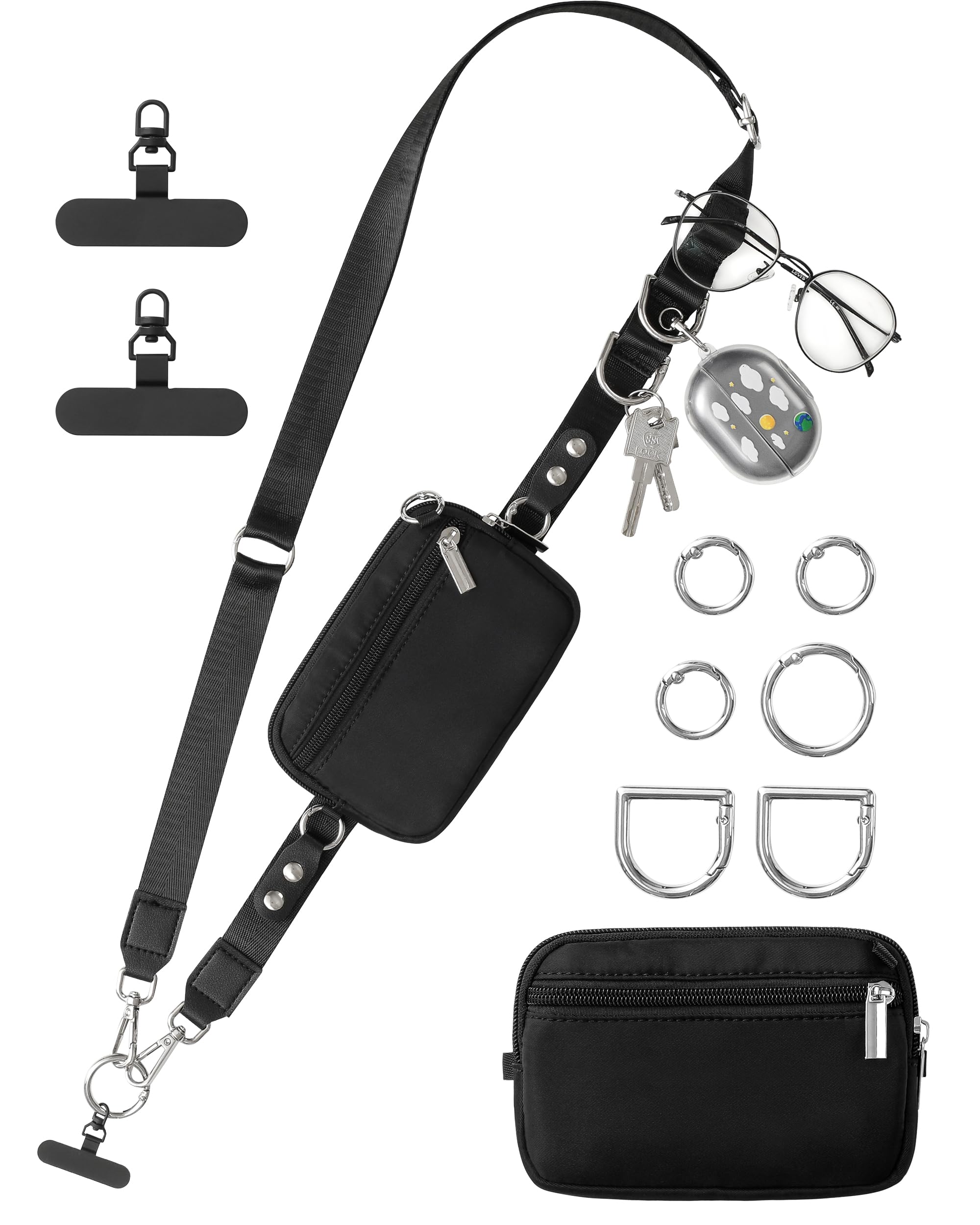 Snuvid Upgrade RFID Shielding Phone Lanyard with Wallet, Anti-theft Privacy Protection, Clip and Go Design for Phone/Keys/Glasses, Adjustable Extended Carry Strap for Travel/Outdoor/Concert