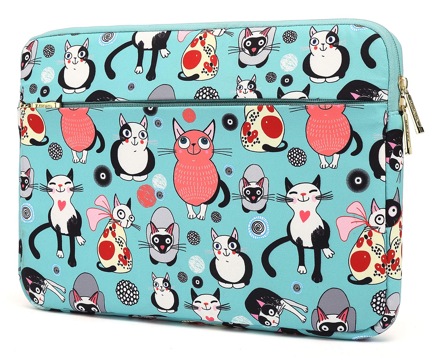 KAYOND Nylon Fabric 15 inch laptop sleeve, for 15.4-15.6 Inch Notebook Computer and Old Macbook pro 15.4 (2012-2016), Macbook pro 16, Water Repellent laptop bag (15-15.6 inch, Lovely cat)
