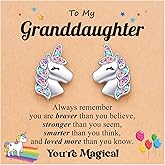 UNGENT THEM Hypoallergenic Unicorn Stud Earrings for Granddaughter Daughter Niece-Magical Kindergarten Graduation Valentines Christmas Birthday Gifts