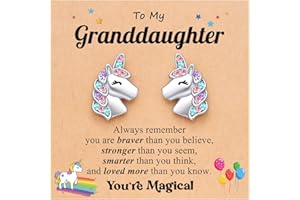 UNGENT THEM Hypoallergenic Unicorn Stud Earrings for Granddaughter Daughter Niece-Magical Kindergarten Graduation Valentines Christmas Birthday Gifts