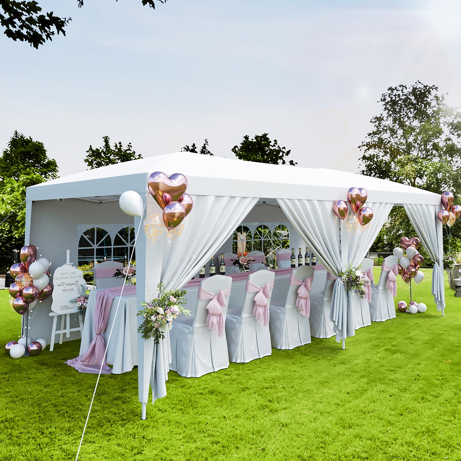 Photo 1 of *PARTIAL SET****10X20FT Pop Up Canopy Tent with 6 Removable Sidewalls,UV Protection, Heavy Duty Pop Up Party for Parties Outdoor Garden Gazebo
