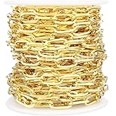 CleverDelights Bulk Cable Chain - 1/2" x 1/4" Link - 25 Feet - Gold Color