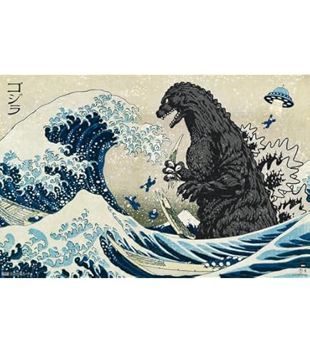 THE GREAT MOVIE THEMES 10枚セット Amazon.com: Trends International Godzilla - Great Wave Wall