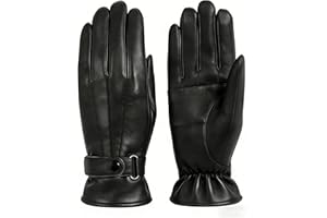 Mens Leather Gloves Cold Touch Screen Gloves with Winter Warm Lining