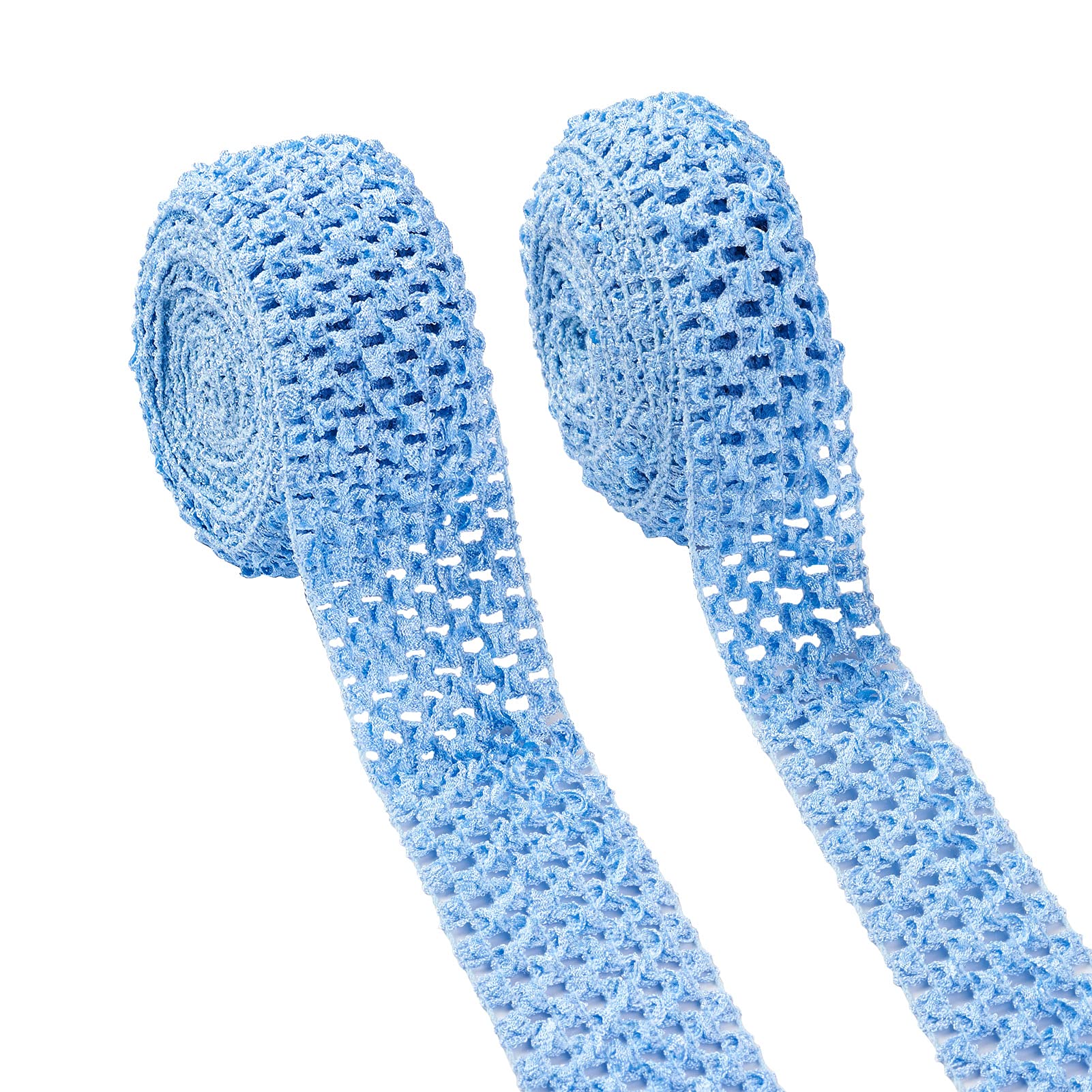 PandaHall 11 Yards Elastic Crochet Headband Ribbon 40mm 55mm Cornflower Blue Crochet Stretch Trim Ribbon Polyester Elastic Ribbon for Hair Accessories, Tutus Dress, Tube Top, Waistband