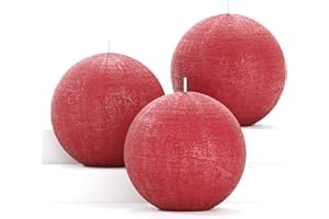 CANDWAX Candle Set of 3 Round Candles - 3 Inch Bordeaux Unscented Long Burning - Perfect for Wedding Decor & Any Event