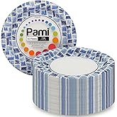 PAMI Heavy Duty Round Paper Plates 7 in,Microwave Safe,Disposable,Blue,50