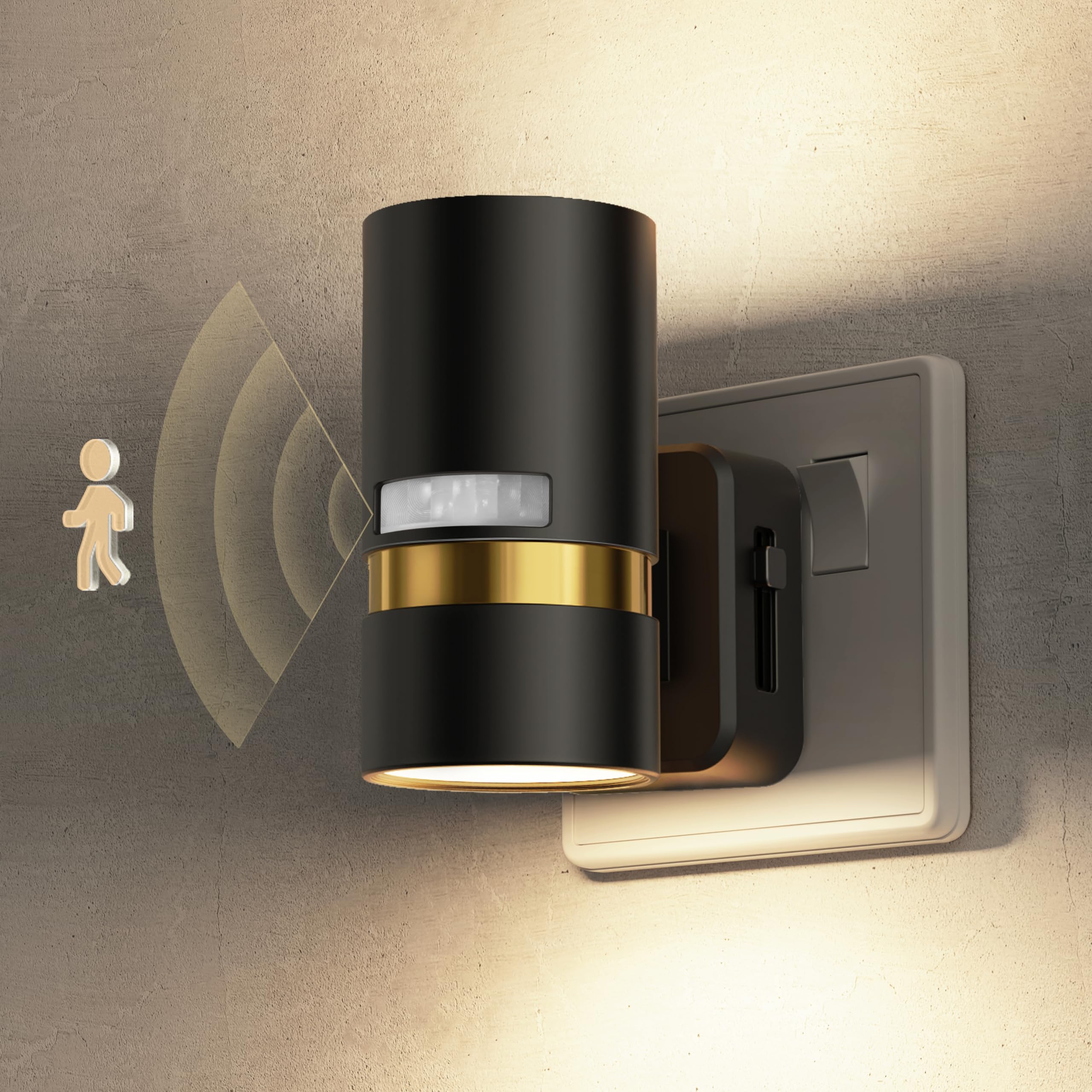 LOHAS-LED Motion Sensor Night Light, Plug in Night Light, 0-100LM Dimmable Night Light Plug in Wall, 3000K Warm White, Motion nightlight for Hallway Bedroom Stairs Bathroom