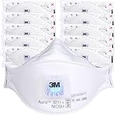 3M Aura Particulate Respirator 9211+, N95, Pack of 10 Disposable Respirators, Individually Wrapped, Cool Flow Valve, Flat Fol